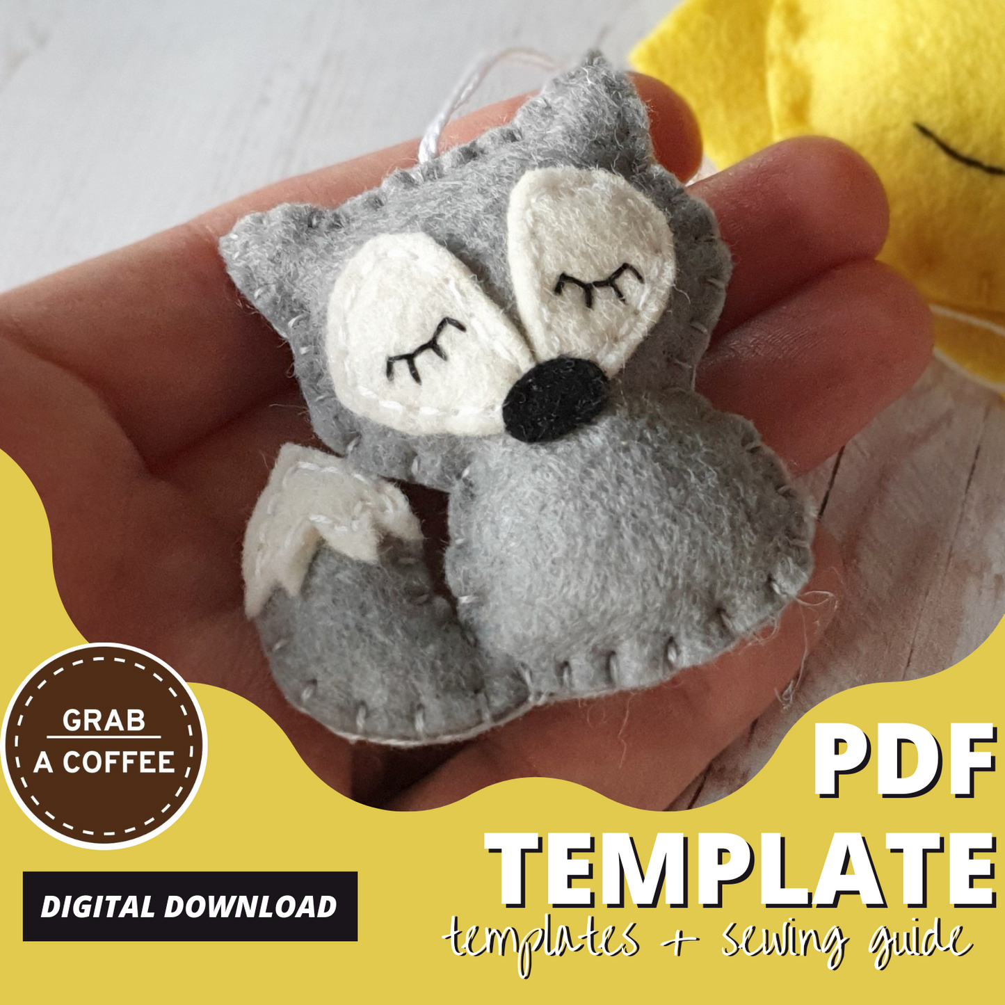 DIY Felt Wolf Ornament Pattern PDF – Woodland Animal Sewing Template – Handmade Felt Wolf Tutorial