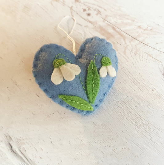 Snowdrop heart ornament