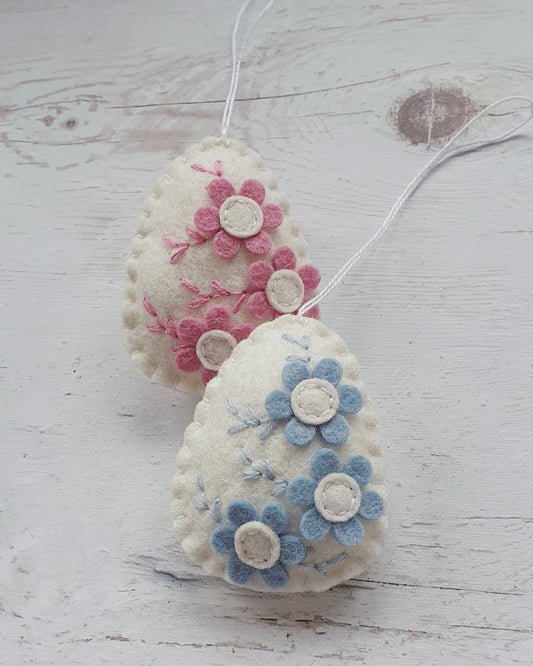 Felt easter egg ornament with flowers