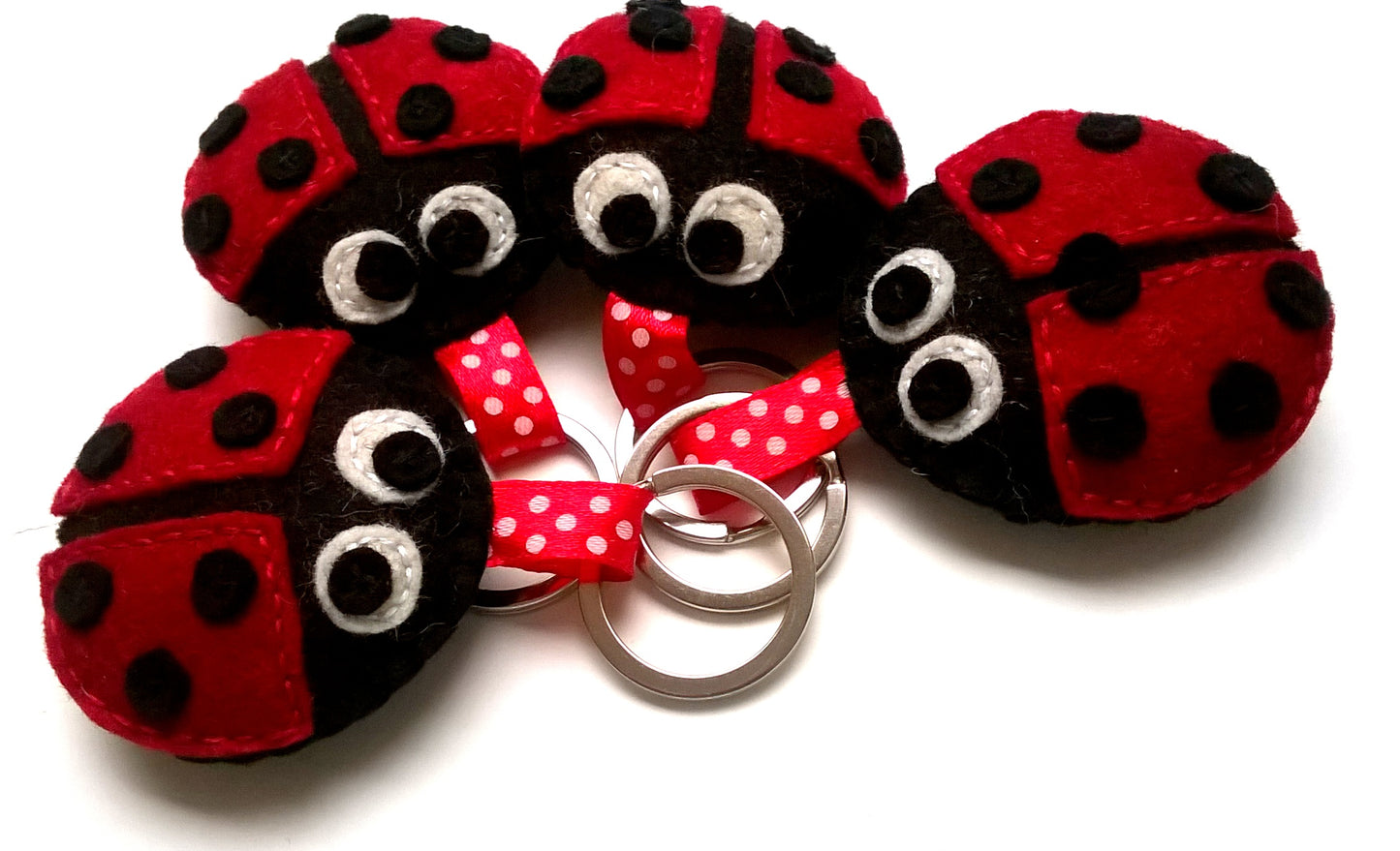 Felt ladybug keychain, felt ladybug key holder
