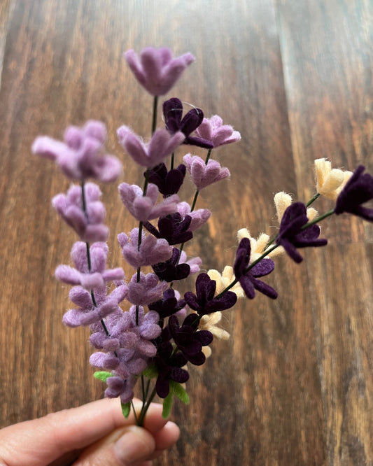 Felt lavender stem - set of 3 - choose your color pack
