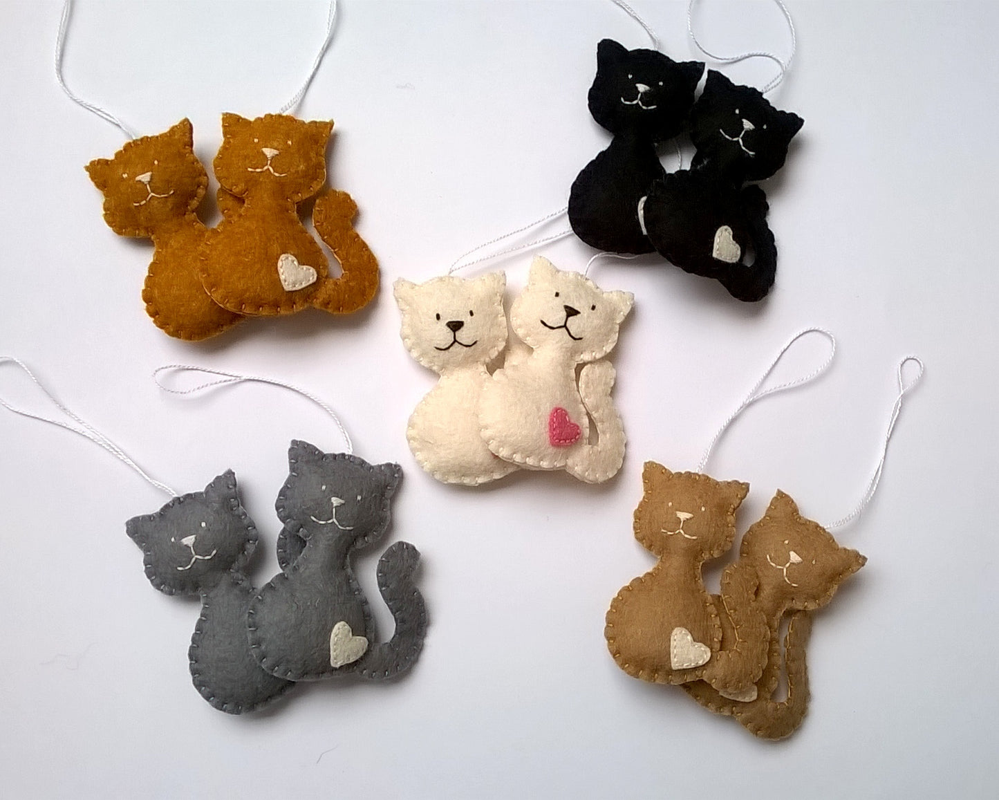 Felt cat ornament, black cat, smiling kitty, cat memorable