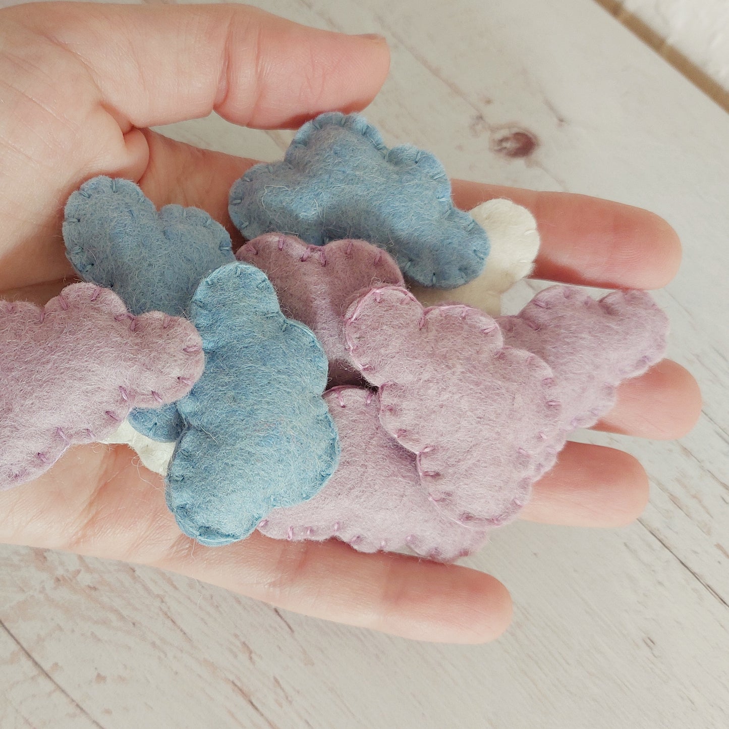 Tiny felt clouds, weather party supplies, Mini cloud confetti