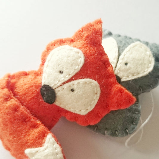 Felt fox ornament - wildlife hanging decoration