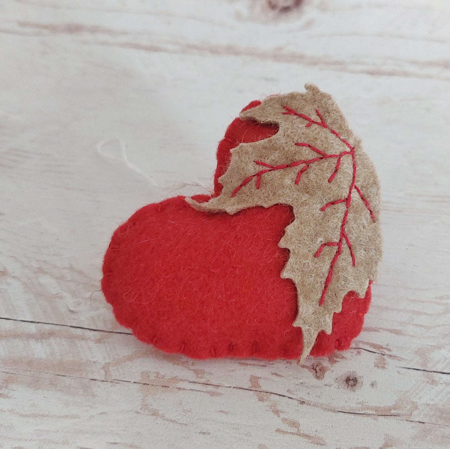 Autumn leaf heart ornament, felt home decoration, fall decor