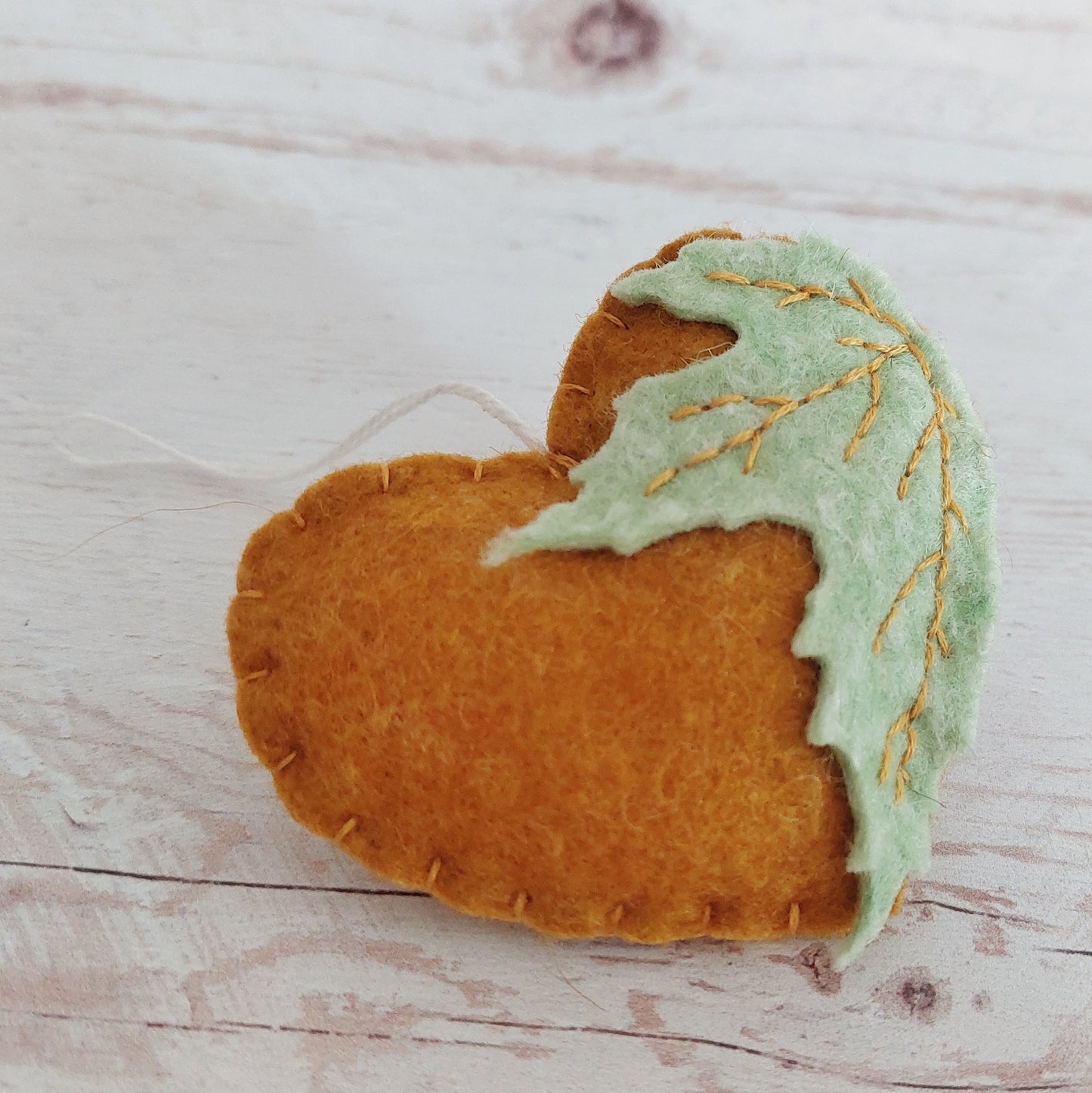 Autumn leaf heart ornament, felt home decoration, fall decor