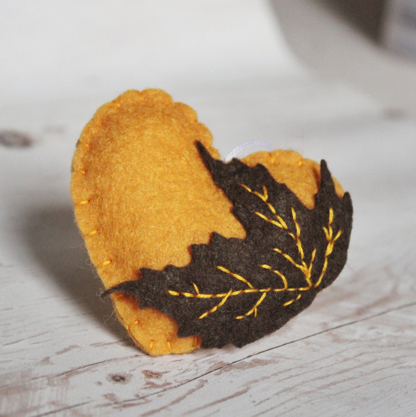 Autumn leaf heart ornament, felt home decoration, fall decor