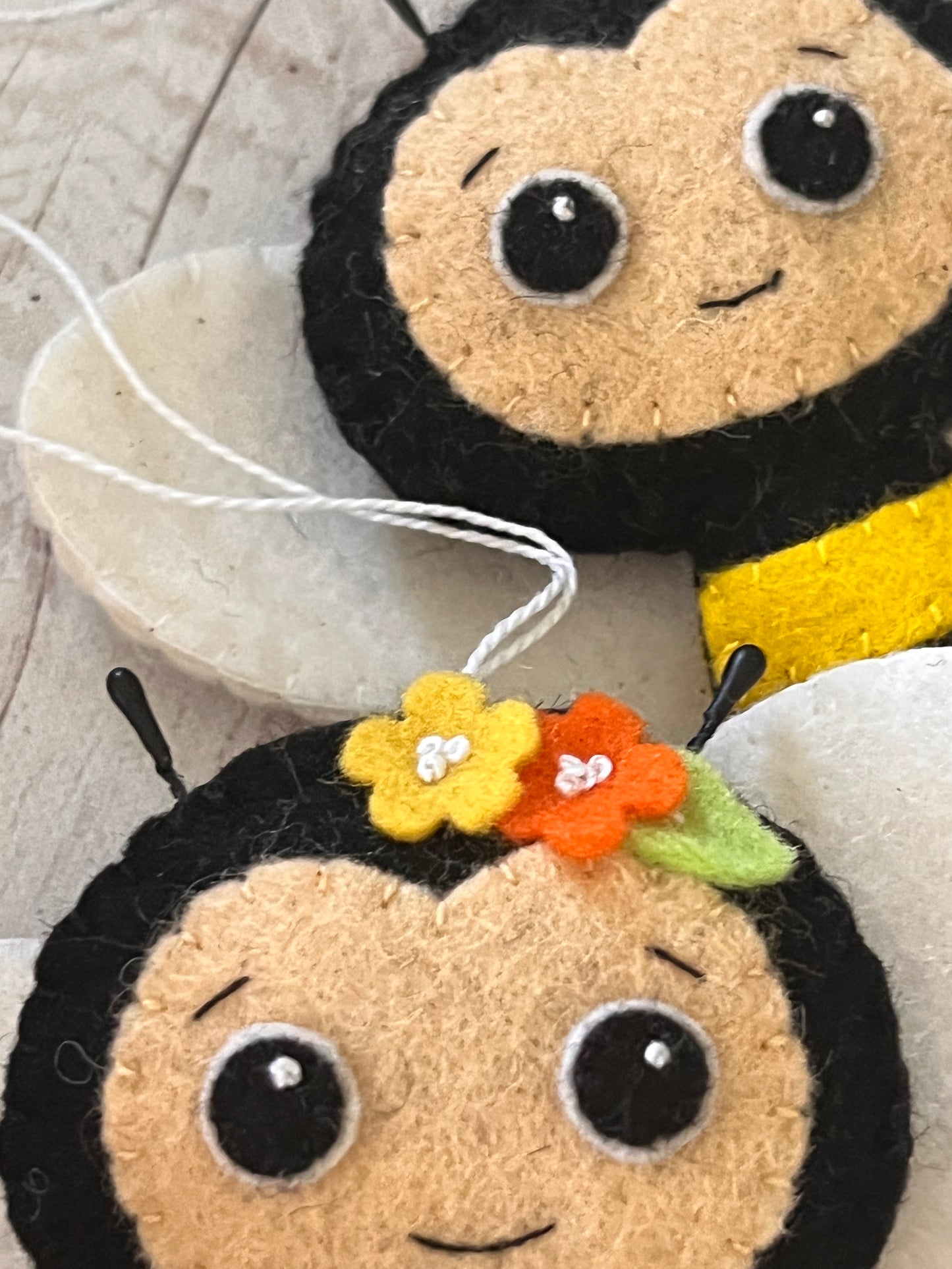 Handmade Felt Bee Ornament – 100% Wool Felt