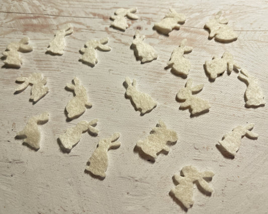 Mini Felt rabbit Packs, Tiny bunnies SET OF 25, Die Cut Craft Embellishments