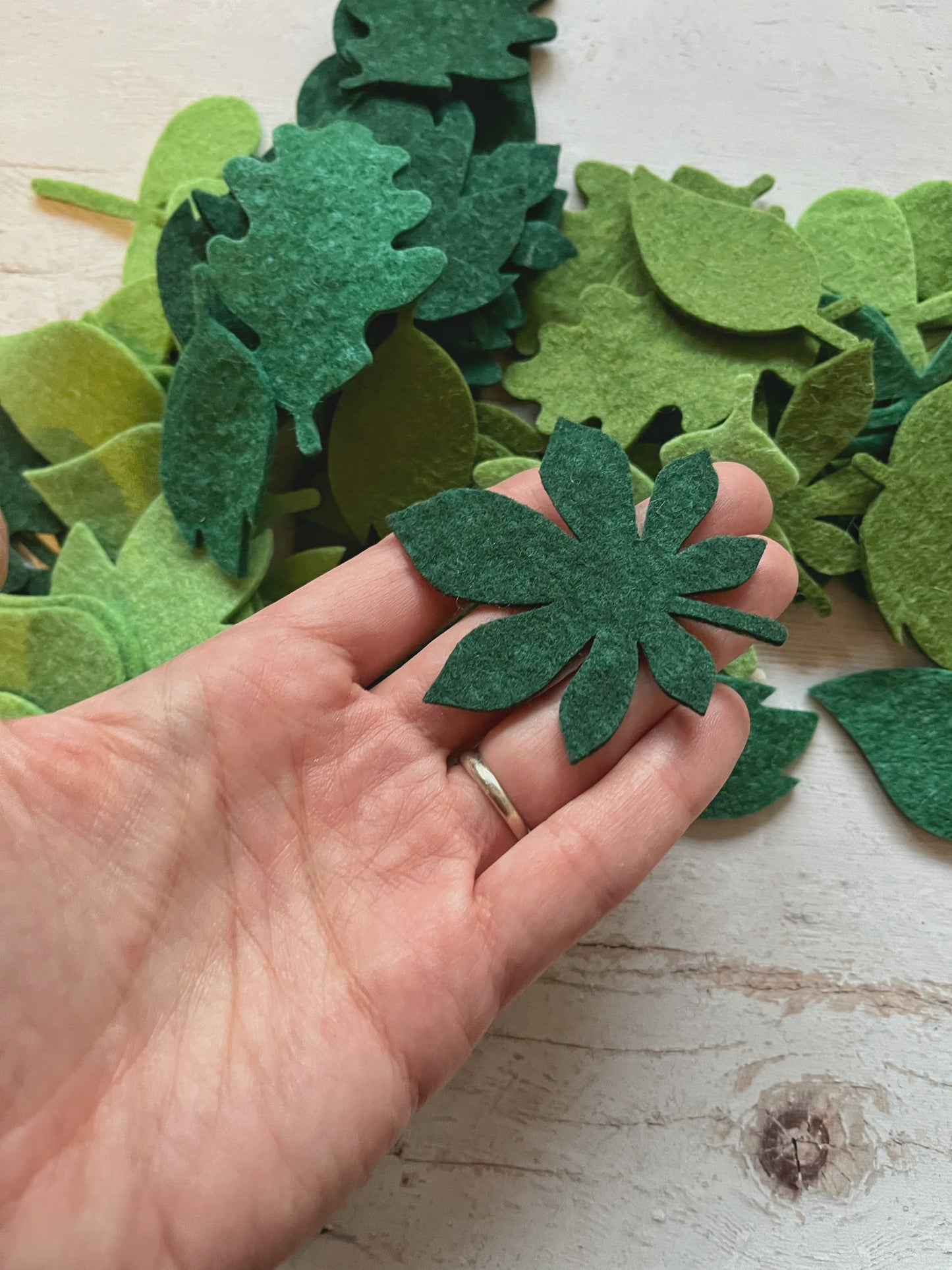 Big leaf die-cut pack, Tiny felt leaves Mix, SET of 25