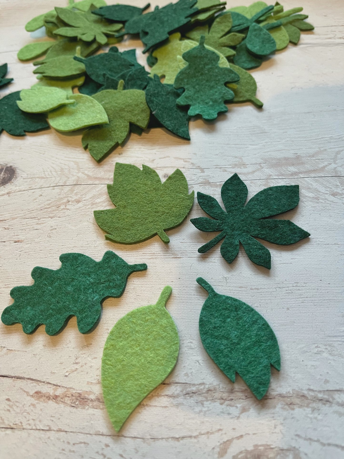 Big leaf die-cut pack, Tiny felt leaves Mix, SET of 25