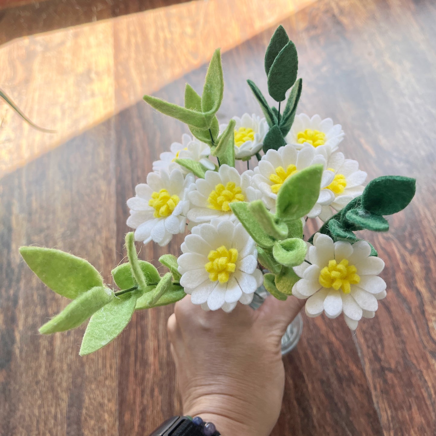 Felt Daisy Flower Stem β Handmade Chamomile Daisy β White & Yellow β No Leaves β 1/3/5/15 Stems β Felt Floral Home Decor or Gift