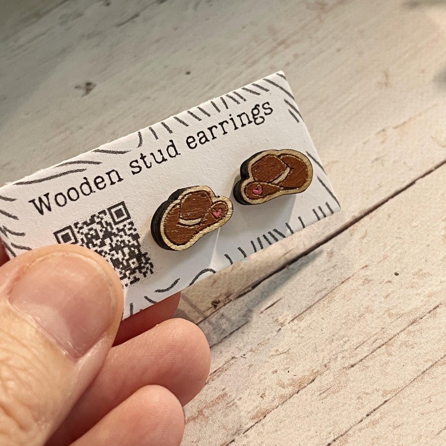 Hand Painted Wooden Mini Cowboy Hat Stud Earrings — Western Jewellery — Quirky Handmade Gift