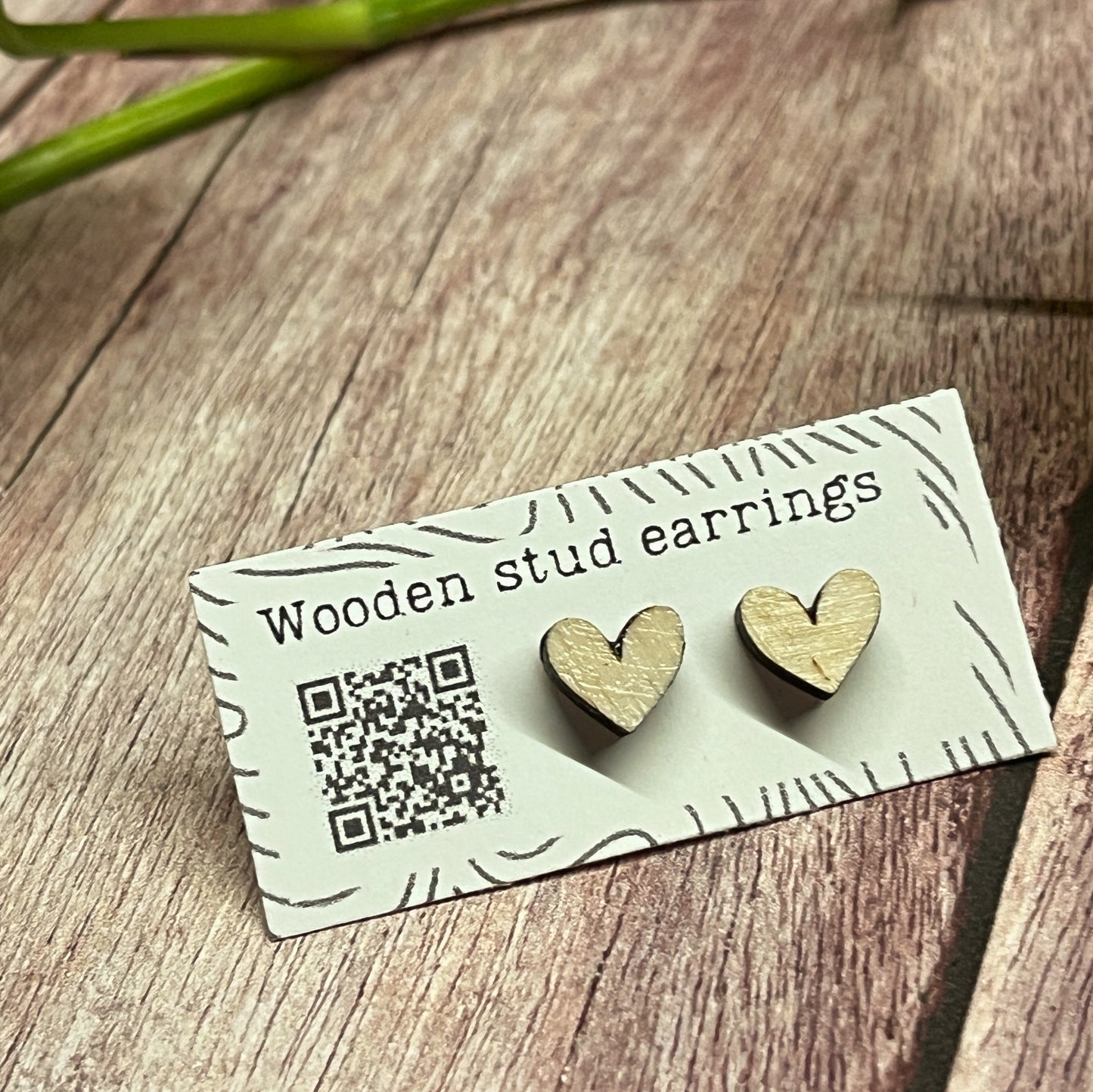 Hand Painted Wooden Mini Heart Stud Earrings — Red Heart Jewellery — Handmade Valentine's Gift
