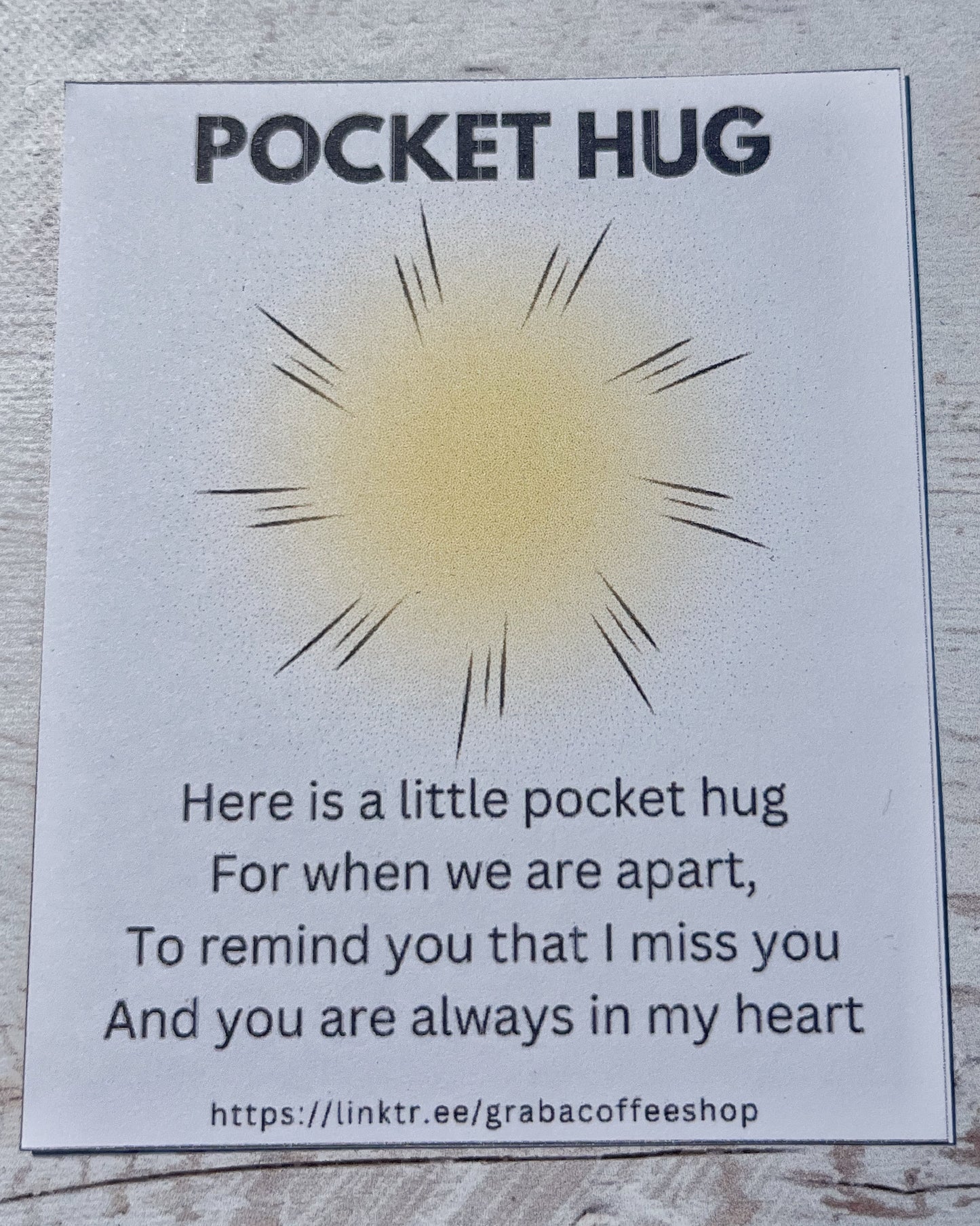 Cheer up gift, animal friend distance hug, wooden send a hug token, tiny pocket hug friend