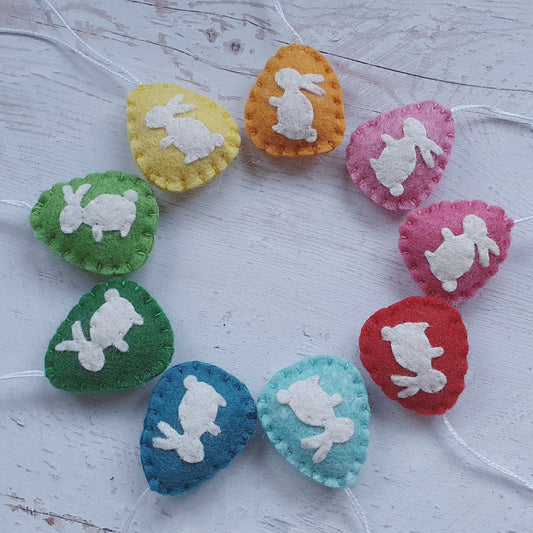 Mini Easter egg ornaments with bunny - wool felt party supplies