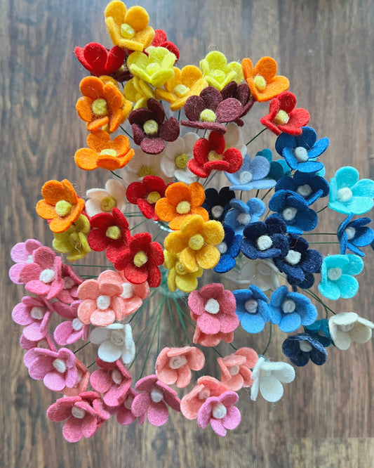 Felt Flowers - Minimalist filler Stems - set of 5 - choose your color pack