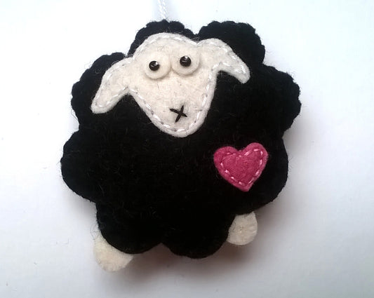 Felt sheep ornament - black sheep