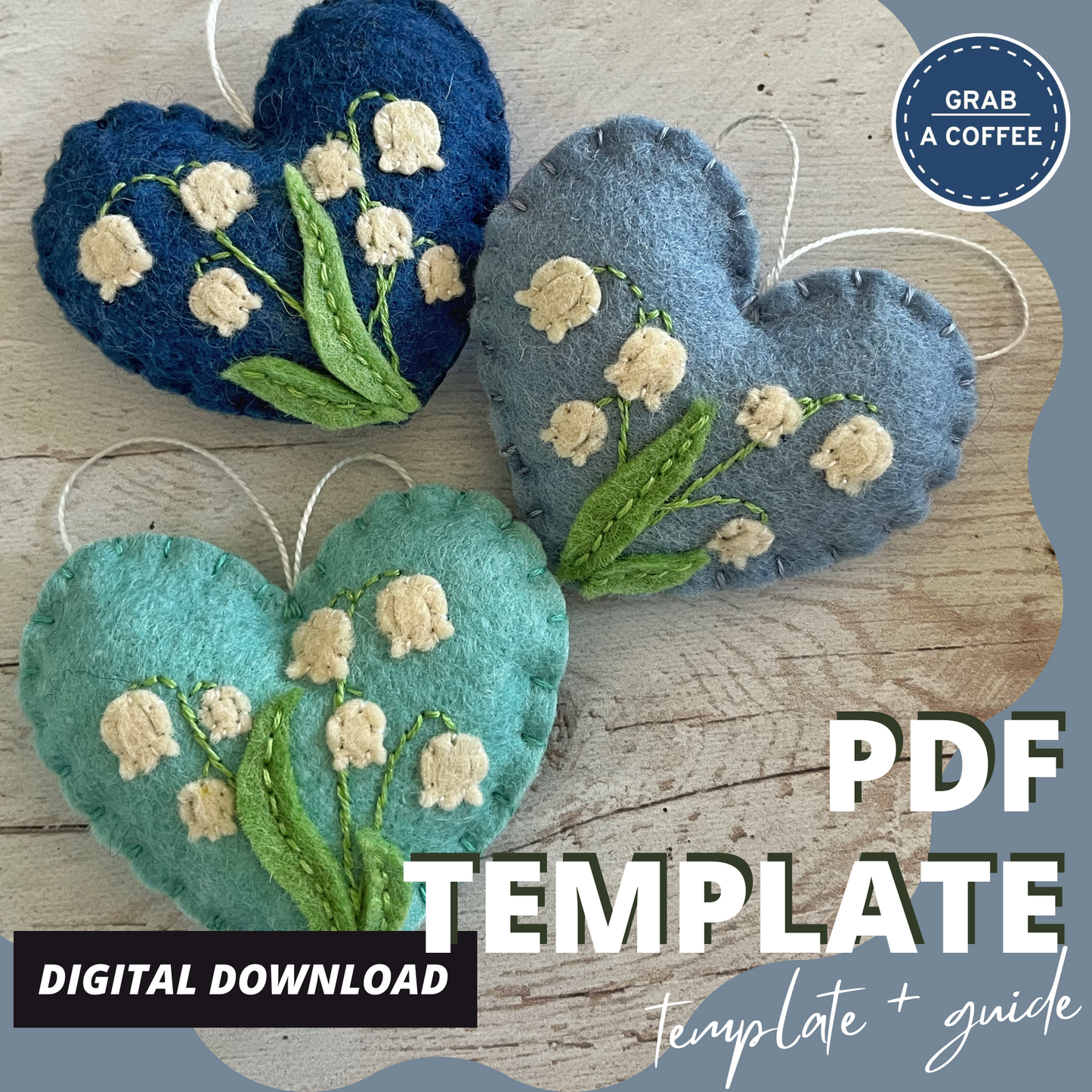 DIY Felt Heart Ornament with Lily of the Valley Pattern – Handmade Gift & Decoration Tutorial