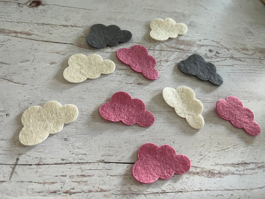 Felt clouds die-cut pack, felt shape Mix, set of 25
