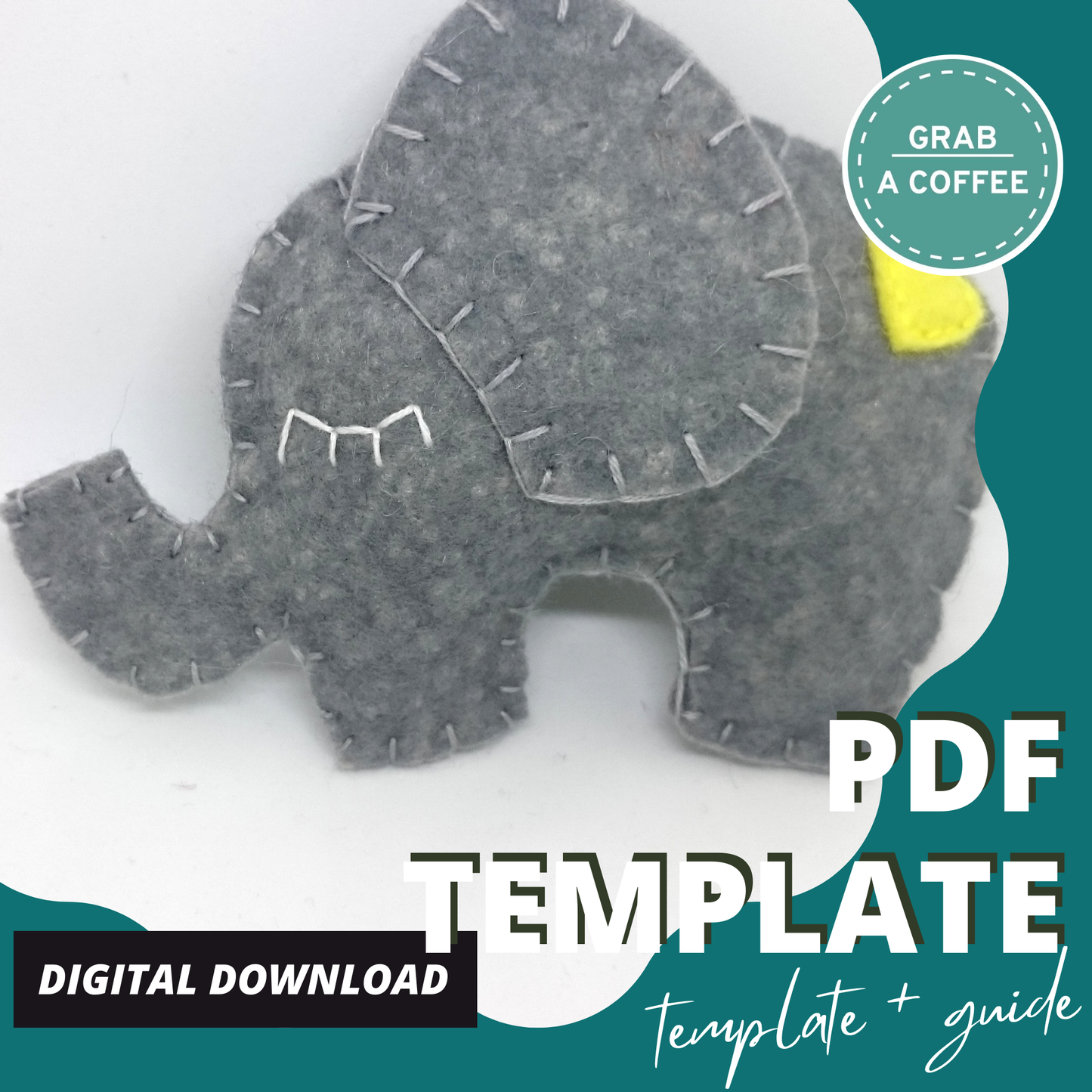DIY Felt Elephant Ornament Pattern PDF – Cute Animal Sewing Template – Handmade Nursery Decoration Tutorial