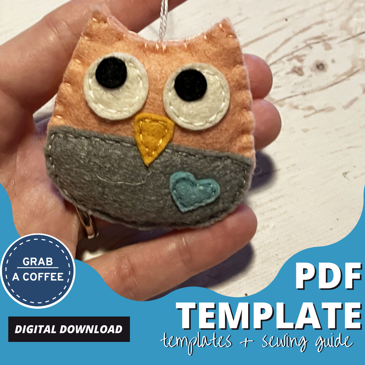 DIY Felt Owl Ornament Pattern PDF – Hand Sewing Tutorial – Cute Woodland Decoration