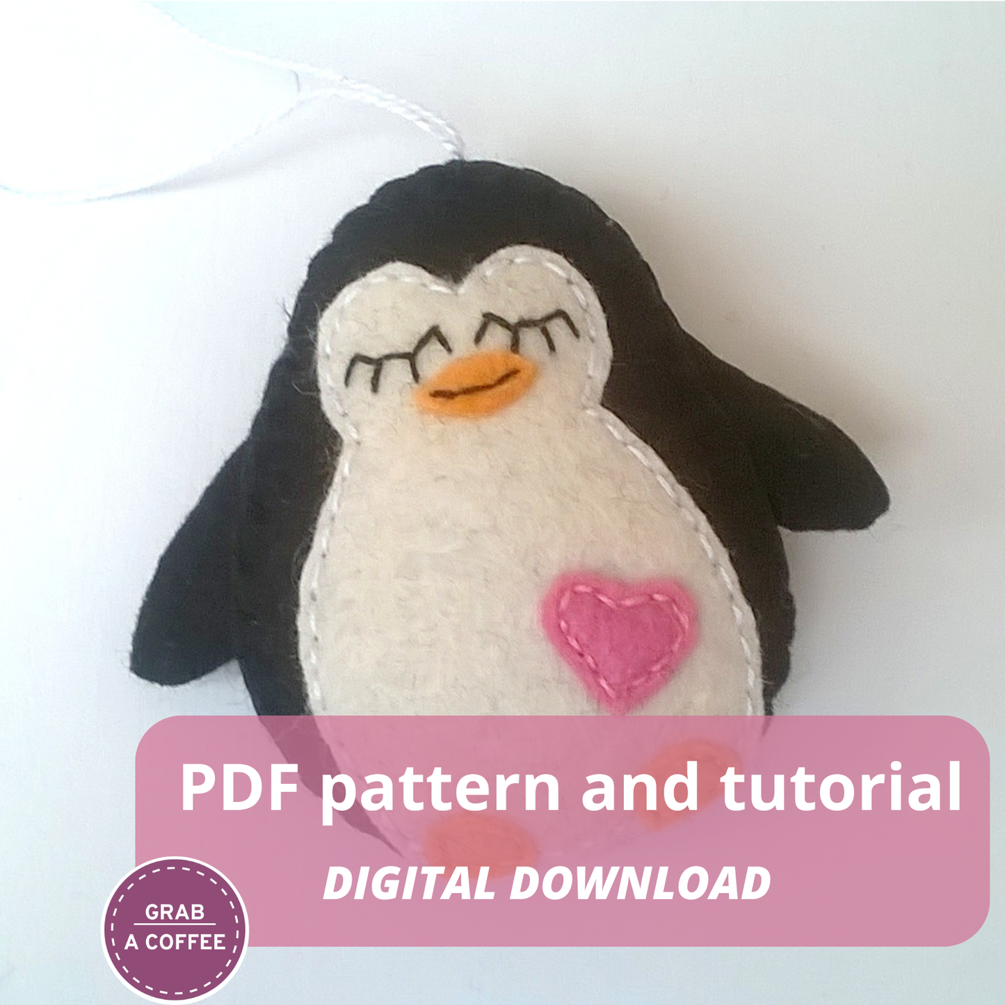 DIY Felt Penguin Ornament Pattern PDF – Cute Winter Animal Sewing Template – Handmade Holiday Decoration Tutorial