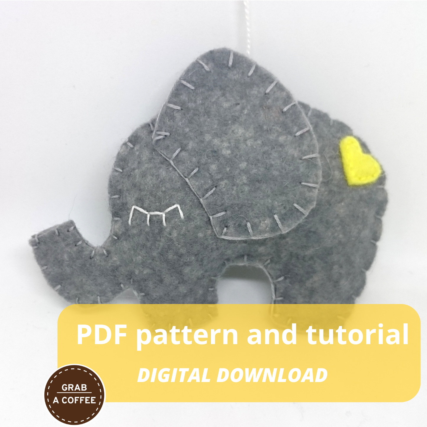 DIY Felt Elephant Ornament Pattern PDF – Cute Animal Sewing Template – Handmade Nursery Decoration Tutorial