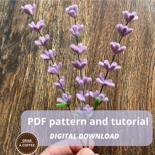 DIY Felt Lavender Stem Pattern PDF – Step-by-Step Tutorial – Handmade Floral Craft & Rustic Home Décor