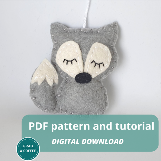 DIY Felt Wolf Ornament Pattern PDF – Woodland Animal Sewing Template – Handmade Felt Wolf Tutorial