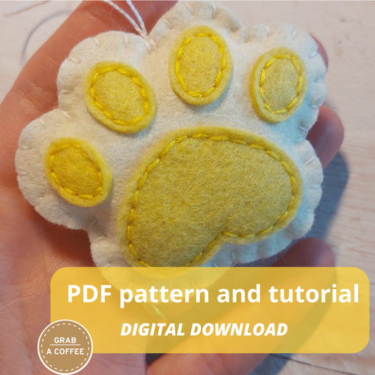 Felt Paw Ornament Pattern PDF – Dog Memorial Keepsake – DIY Pet Remembrance Decoration Sewing Template