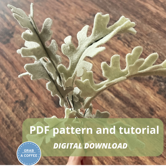 Felt Dusty Miller Leaf Pattern PDF + SVG – Cricut Template – DIY Greenery for Floral Crafts & Home Décor