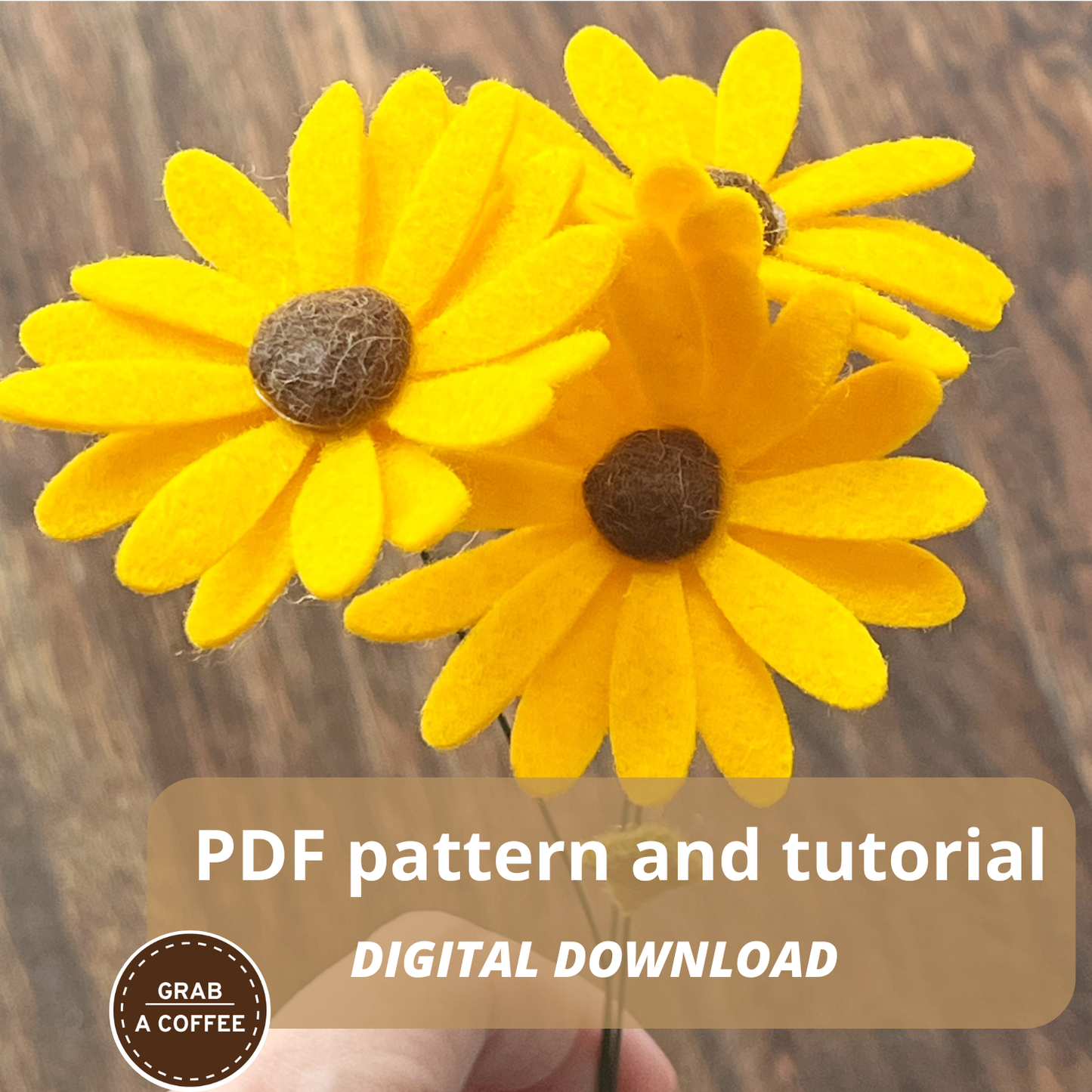 DIY Felt Black-Eyed Susan Flower Pattern PDF – No-Sew Easy Tutorial – Handmade Floral Craft & Summer Décor