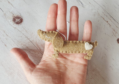 Felt dog ornament, Wiener-Dog, Dachshund