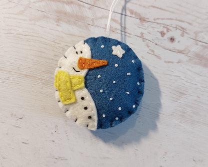 Snowmen felt ornament SET OF 6, blue and white home decoration with free shipping