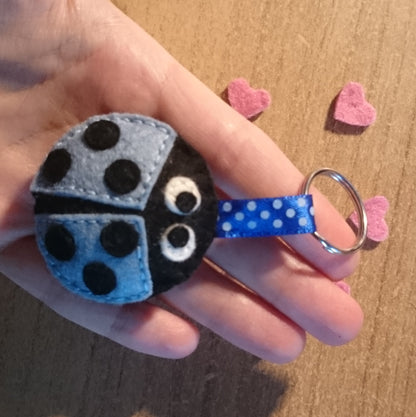 Felt ladybug keychain, felt ladybug key holder