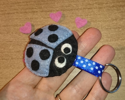 Felt ladybug keychain, felt ladybug key holder