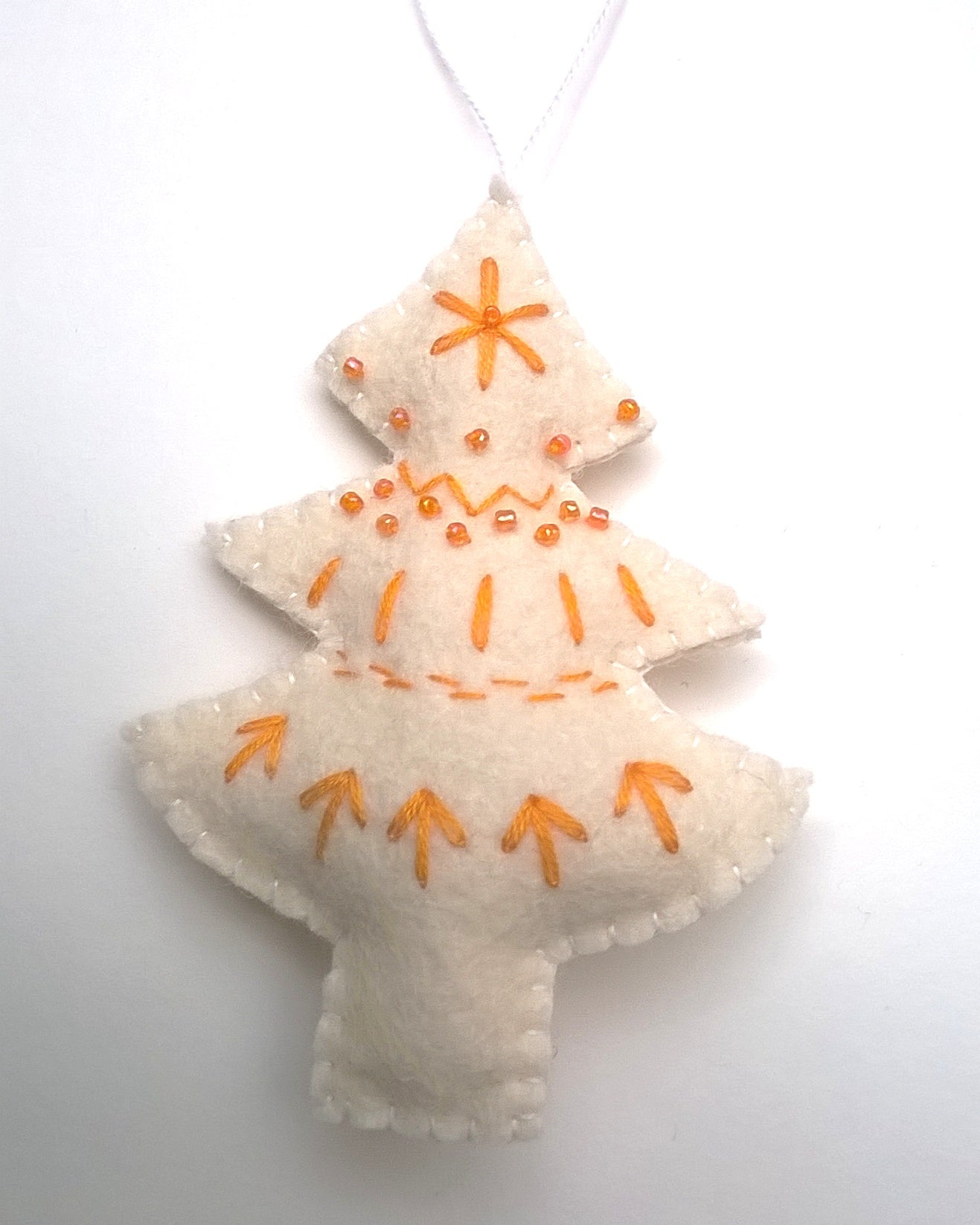 Embroidered Christmas tree ornament - felt hanging decoration