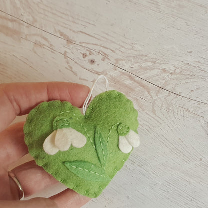 Snowdrop heart ornament