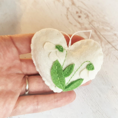 Snowdrop heart ornament