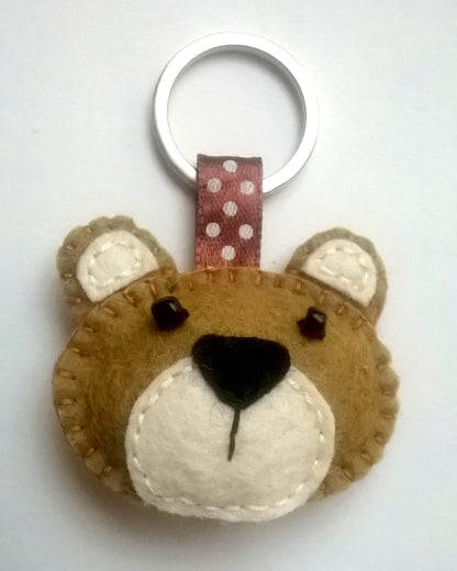 Felt bear keychain -  key holder - felt animals