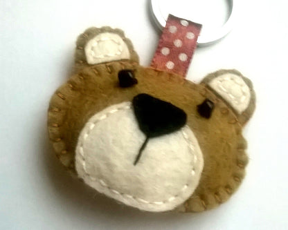 Felt bear keychain -  key holder - felt animals