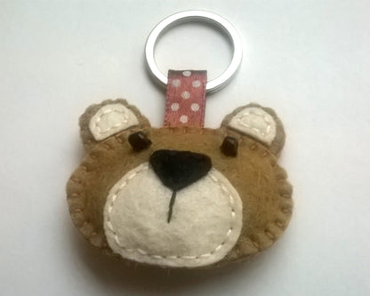 Felt bear keychain -  key holder - felt animals
