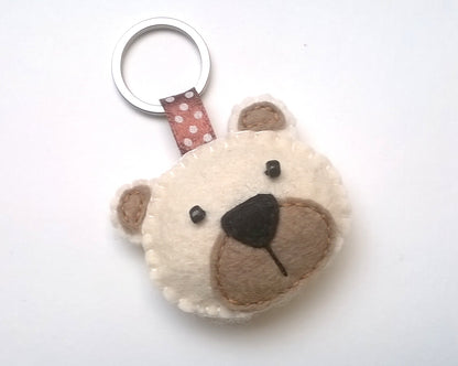 Felt bear keychain -  key holder - felt animals