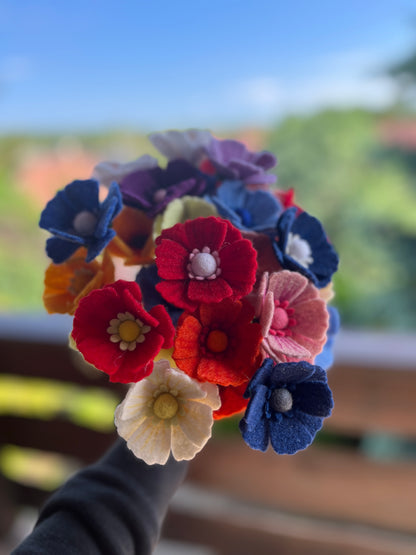 Felt cosmos flower stem - set of 5 - choose your color pack