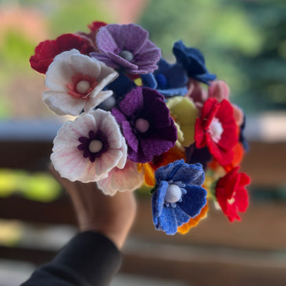 Felt cosmos flower stem - set of 5 - choose your color pack