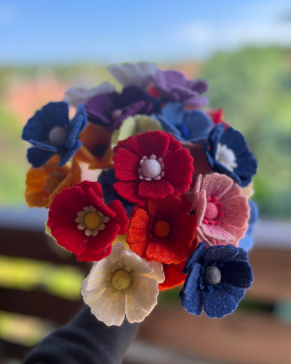 Felt cosmos flower stem - set of 5 - choose your color pack