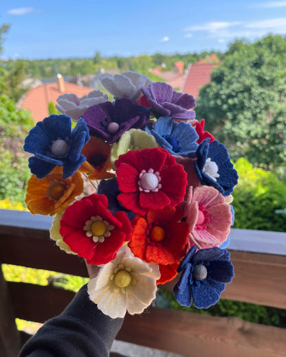 Felt cosmos flower stem - set of 5 - choose your color pack