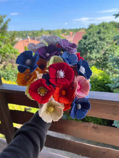 Felt cosmos flower stem - set of 5 - choose your color pack