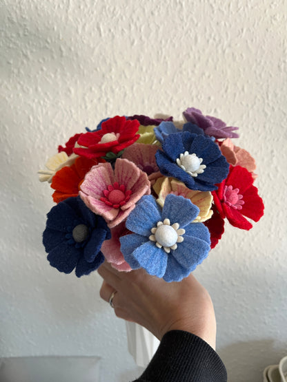 Felt cosmos flower stem - set of 5 - choose your color pack